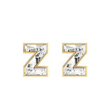 Alfabet Bogstav Z 18K Guld, Hvidguld eller Rosaguld Ørestikker m. Solitaire Lab-Grown Diamant