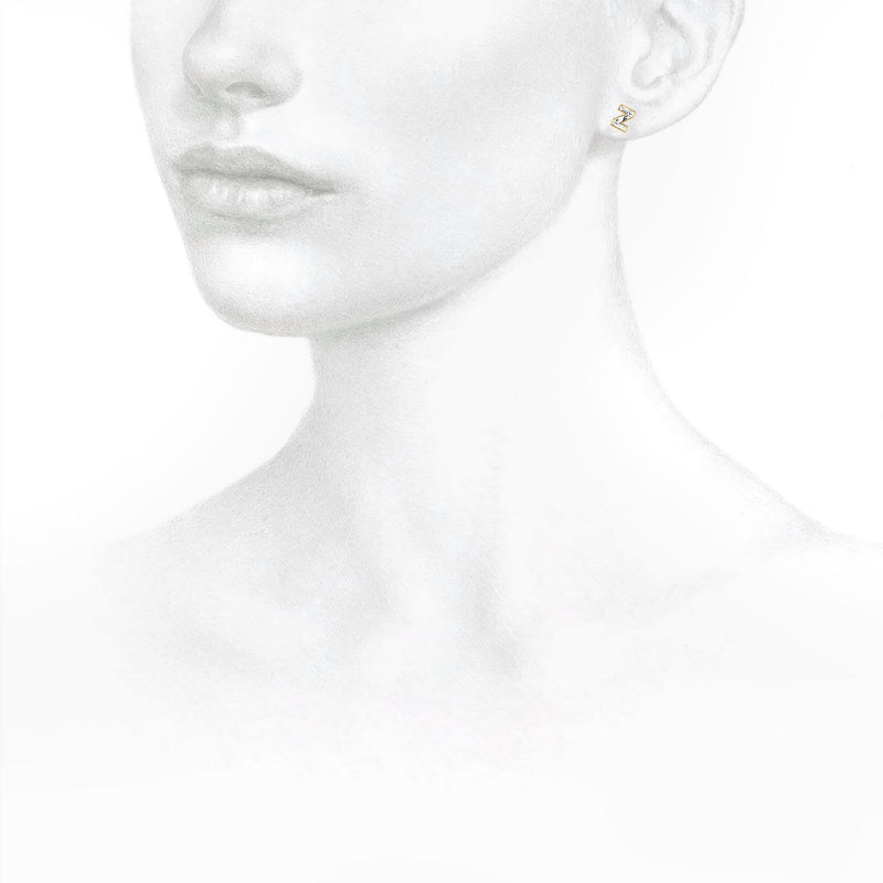 Alfabet Bogstav Z 18K Guld, Hvidguld eller Rosaguld Ørestikker m. Solitaire Lab-Grown Diamant