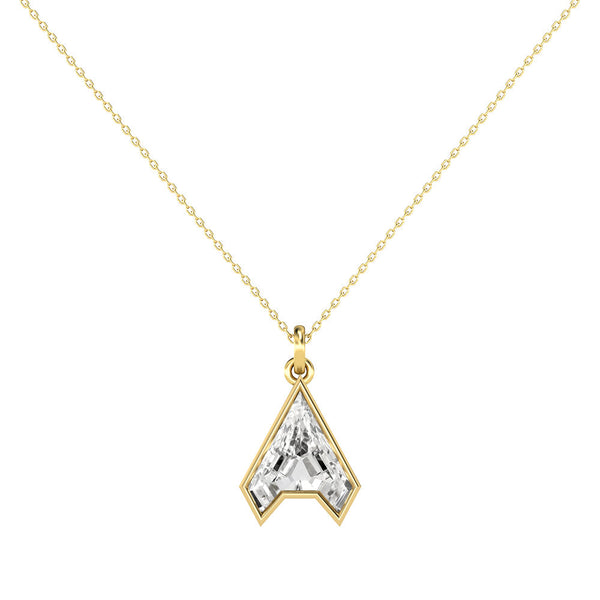 Alphabet 18K Gold, Rosegold or Whitegold Inital A Pendant w. Solitaire Lab-Grown Diamond