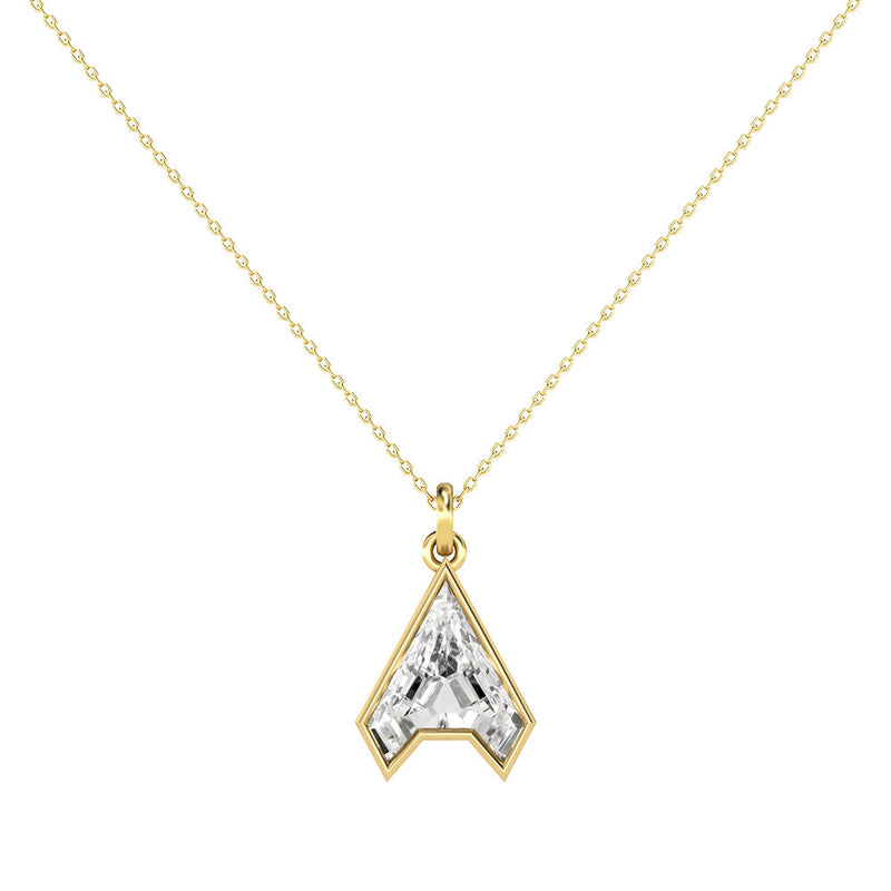 Alphabet 18K Gold, Rosegold or Whitegold Inital A Pendant w. Solitaire Lab-Grown Diamond