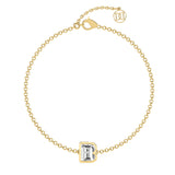 Alphabet Initial B 18K Gold, Rosegold or Whitegold Bracelet w. Solitaire Lab-Grown Diamond