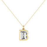 Alphabet 18K Gold, Rosegold or Whitegold Inital B Pendant w. Solitaire Lab-Grown Diamond