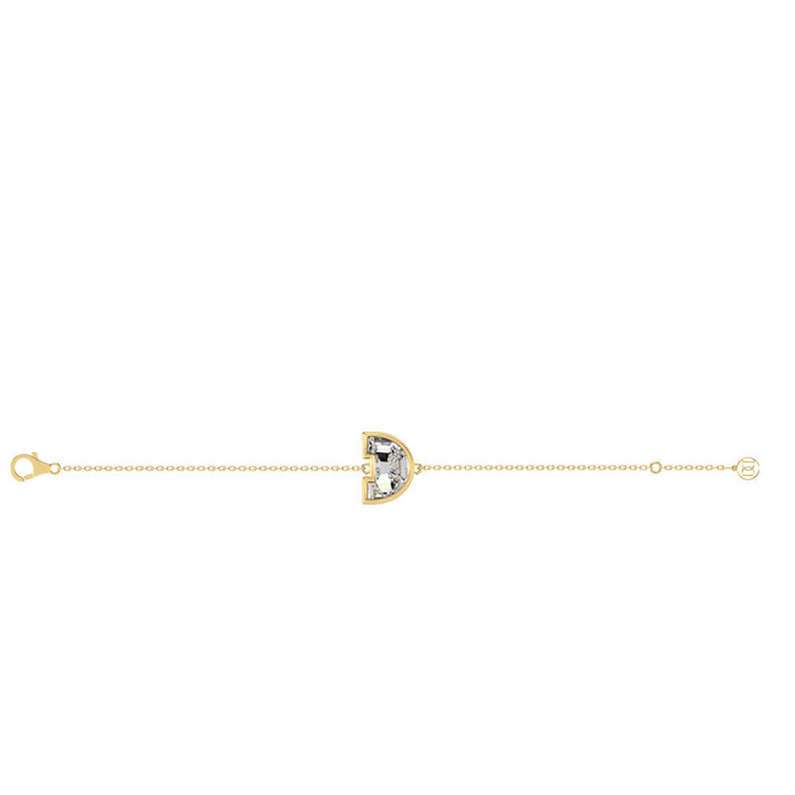Alphabet Initial D 18K Gold, Rosegold or Whitegold Bracelet w. Solitaire Lab-Grown Diamond