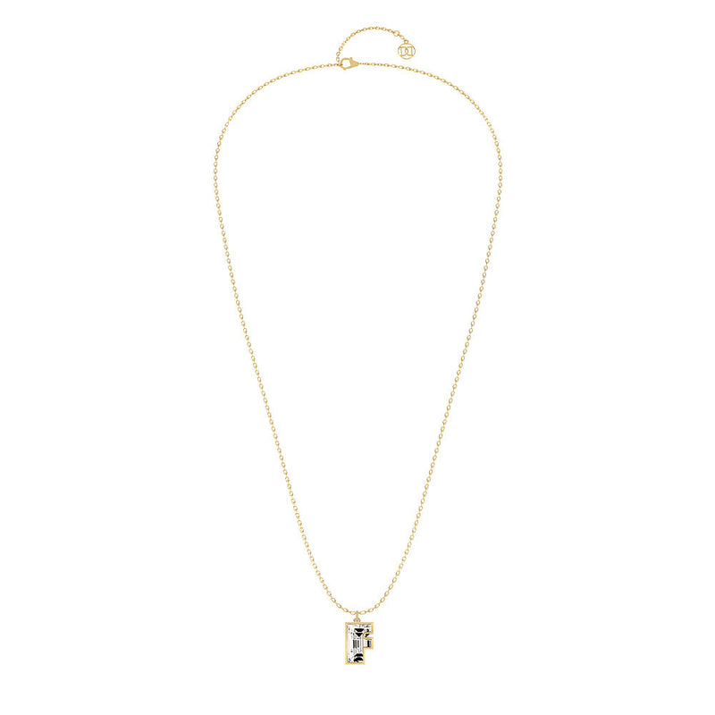 Alphabet 18K Gold, Rosegold or Whitegold Inital F Pendant w. Solitaire Lab-Grown Diamond