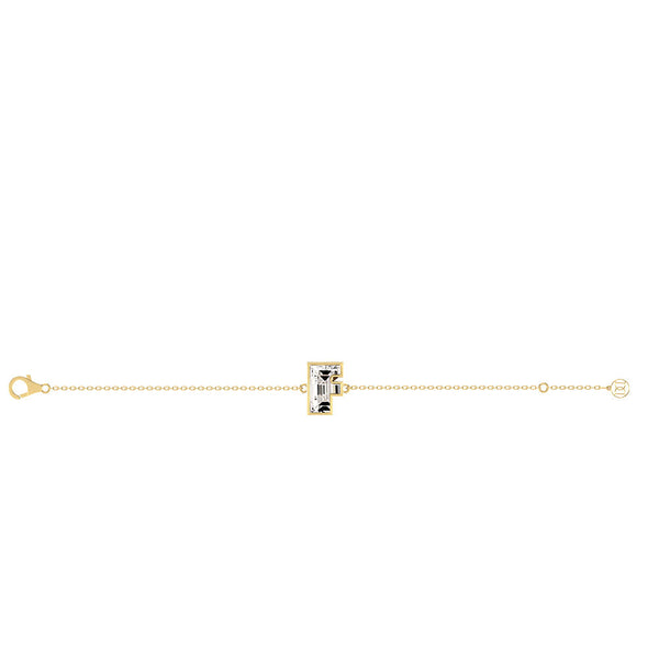 Alphabet Initial F 18K Gold, Rosegold or Whitegold Bracelet w. Solitaire Lab-Grown Diamond