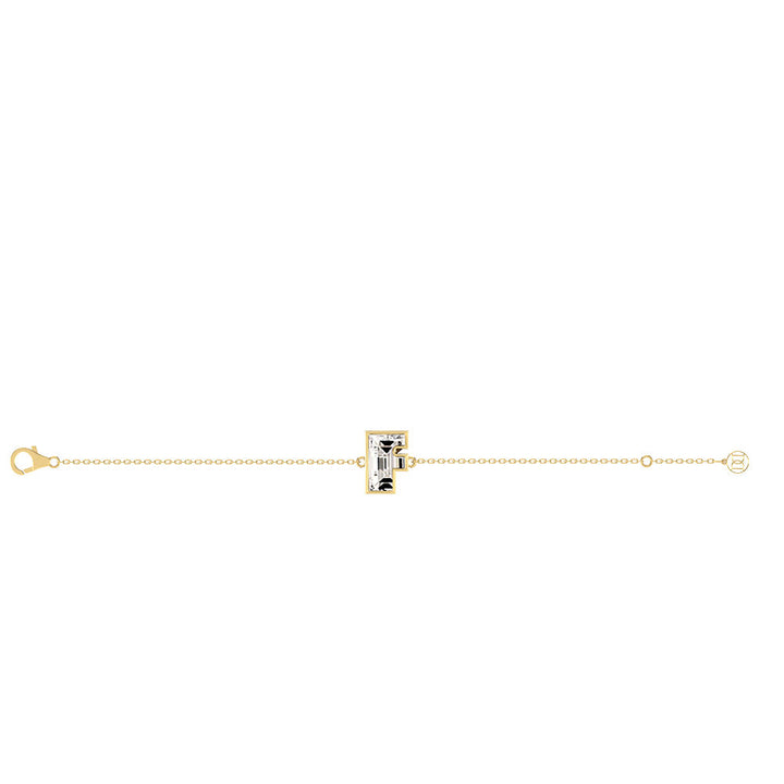 Alphabet Initial F 18K Gold, Rosegold or Whitegold Bracelet w. Solitaire Lab-Grown Diamond