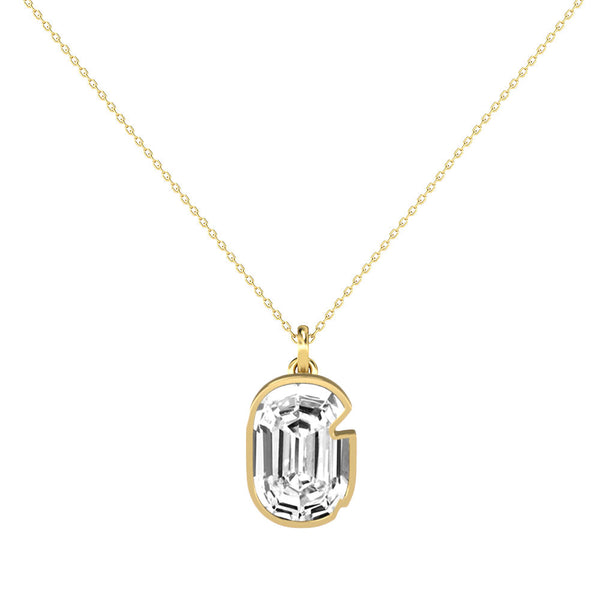 Alphabet 18K Gold, Rosegold or Whitegold Inital G Pendant w. Solitaire Lab-Grown Diamond