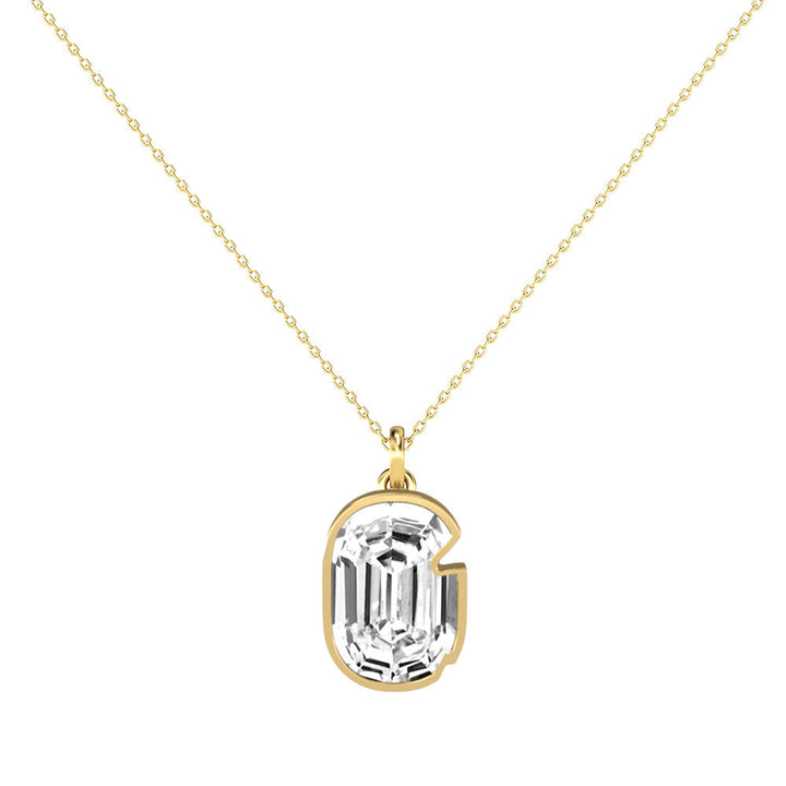Alphabet 18K Gold, Rosegold or Whitegold Inital G Pendant w. Solitaire Lab-Grown Diamond