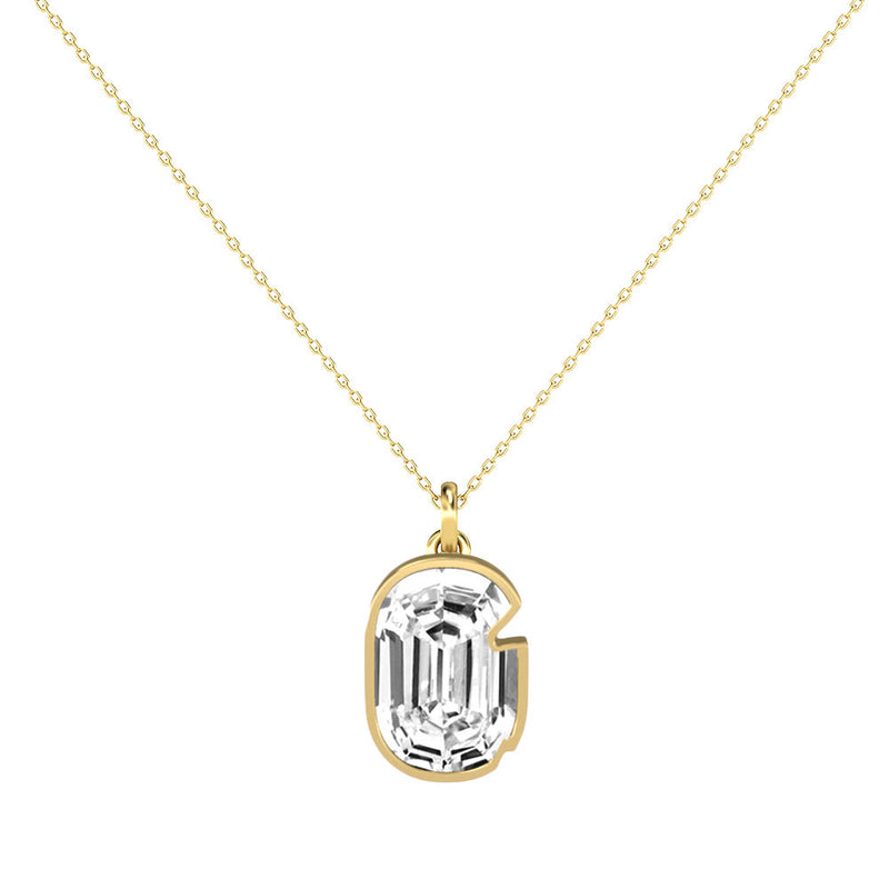 Alphabet 18K Gold, Rosegold or Whitegold Inital G Pendant w. Solitaire Lab-Grown Diamond