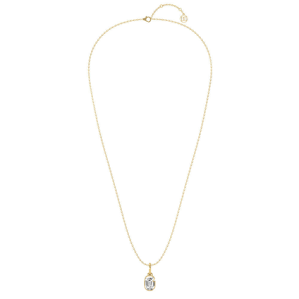 Alphabet 18K Gold, Rosegold or Whitegold Inital G Pendant w. Solitaire Lab-Grown Diamond