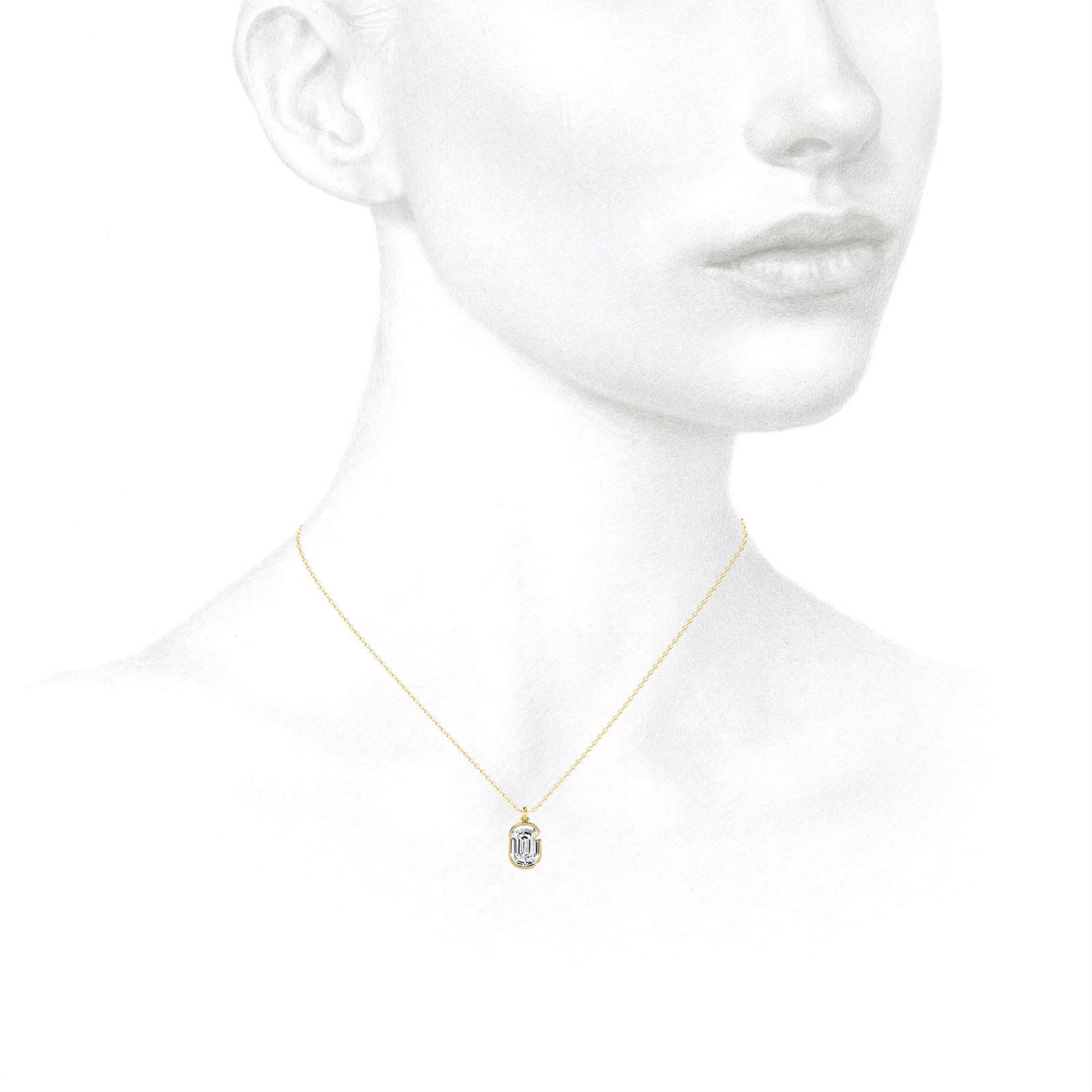Alphabet 18K Gold, Rosegold or Whitegold Inital G Pendant w. Solitaire Lab-Grown Diamond