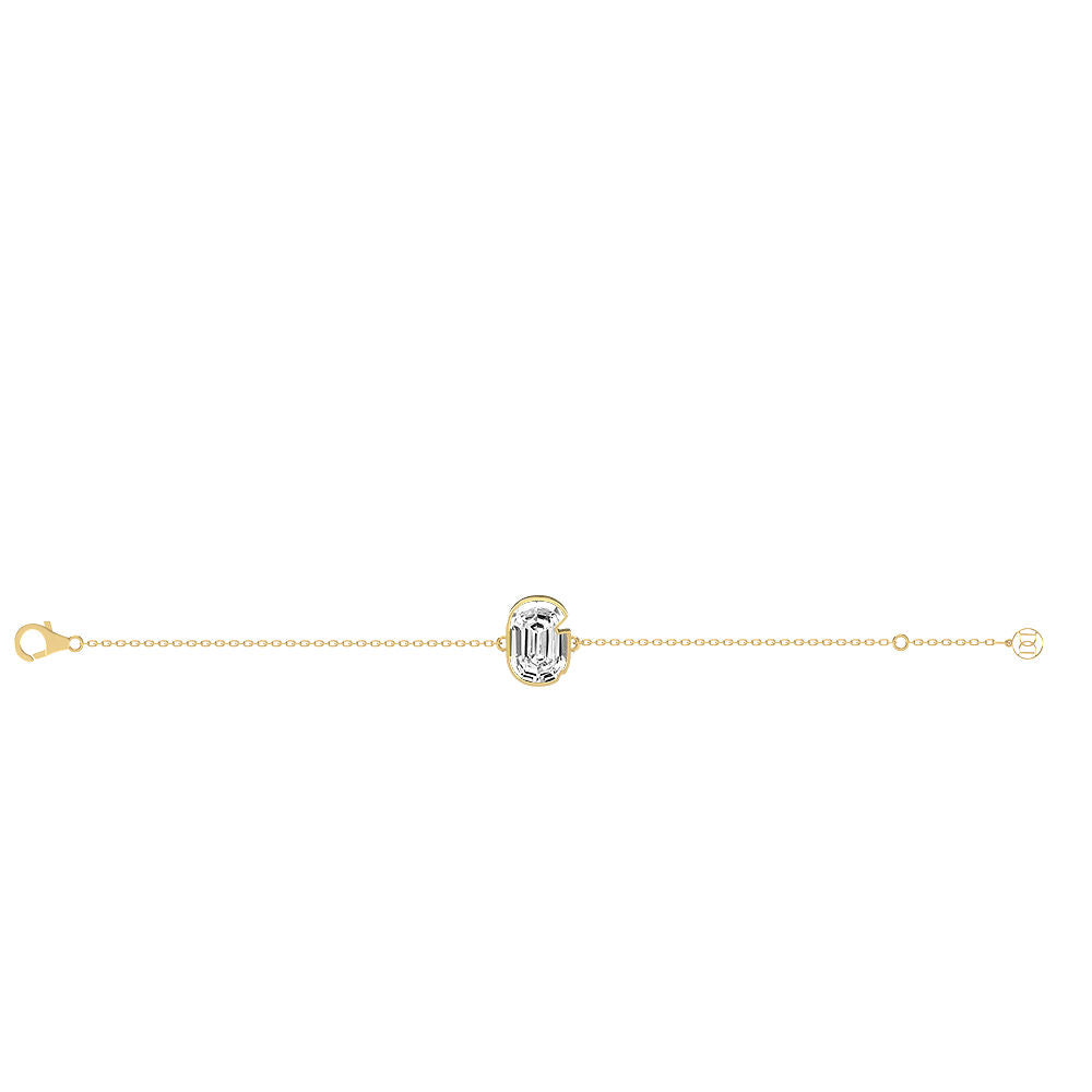 Alphabet Initial G  18K Gold, Rosegold or Whitegold Bracelet w. Solitaire Lab-Grown Diamond