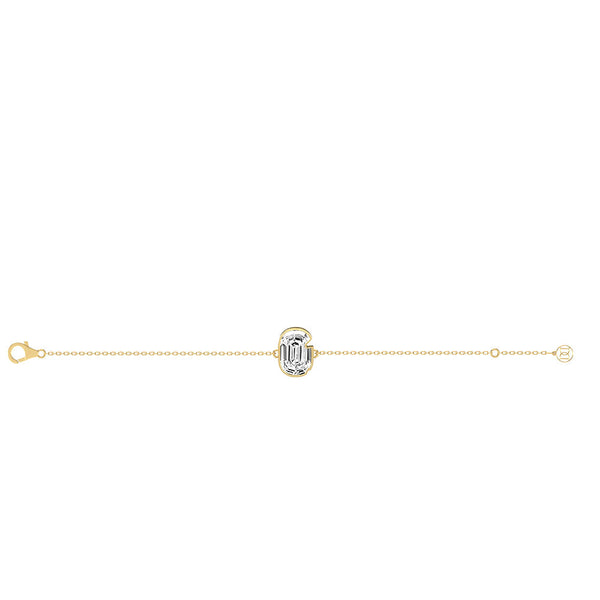Alphabet Initial G  18K Gold, Rosegold or Whitegold Bracelet w. Solitaire Lab-Grown Diamond