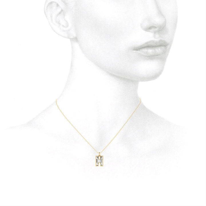 Alphabet 18K Gold, Rosegold or Whitegold Inital H Pendant w. Solitaire Lab-Grown Diamond