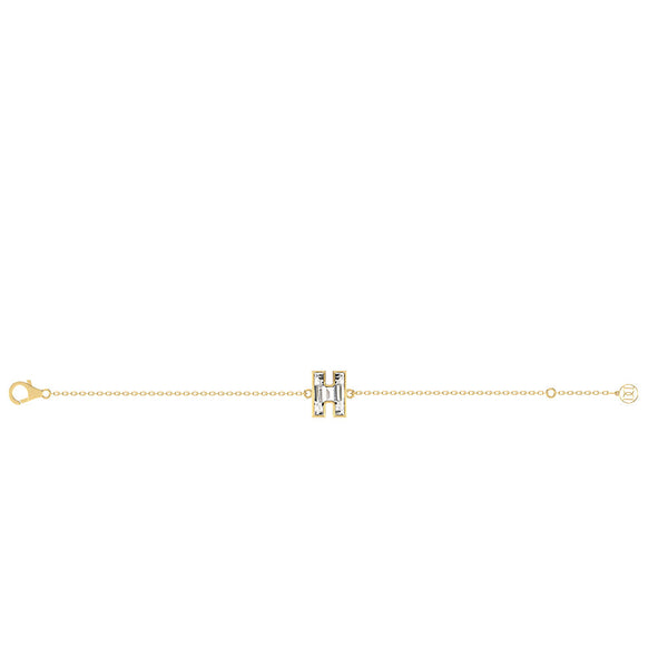 Alphabet Initial H 18K Gold, Rosegold or Whitegold Bracelet w. Solitaire Lab-Grown Diamond