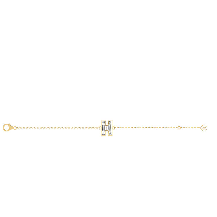 Alphabet Initial H 18K Gold, Rosegold or Whitegold Bracelet w. Solitaire Lab-Grown Diamond