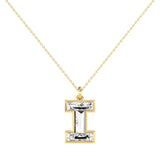 Alphabet 18K Gold, Rosegold or Whitegold Inital I Pendant w. Solitaire Lab-Grown Diamond