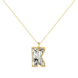 Alphabet 18K Gold, Rosegold or Whitegold Inital K Pendant w. Solitaire Lab-Grown Diamond