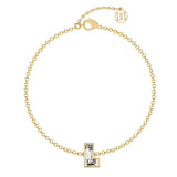 Alphabet Initial L 18K Gold, Rosegold or Whitegold Bracelet w. Solitaire Lab-Grown Diamond
