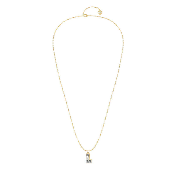 Alphabet 18K Gold, Rosegold or Whitegold Inital L Pendant w. Solitaire Lab-Grown Diamond