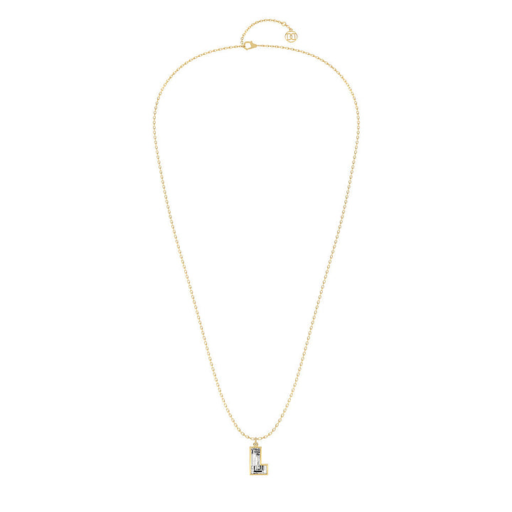 Alphabet 18K Gold, Rosegold or Whitegold Inital L Pendant w. Solitaire Lab-Grown Diamond