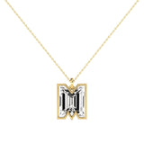 Alphabet 18K Gold, Rosegold or Whitegold Inital M Pendant w. Solitaire Lab-Grown Diamond