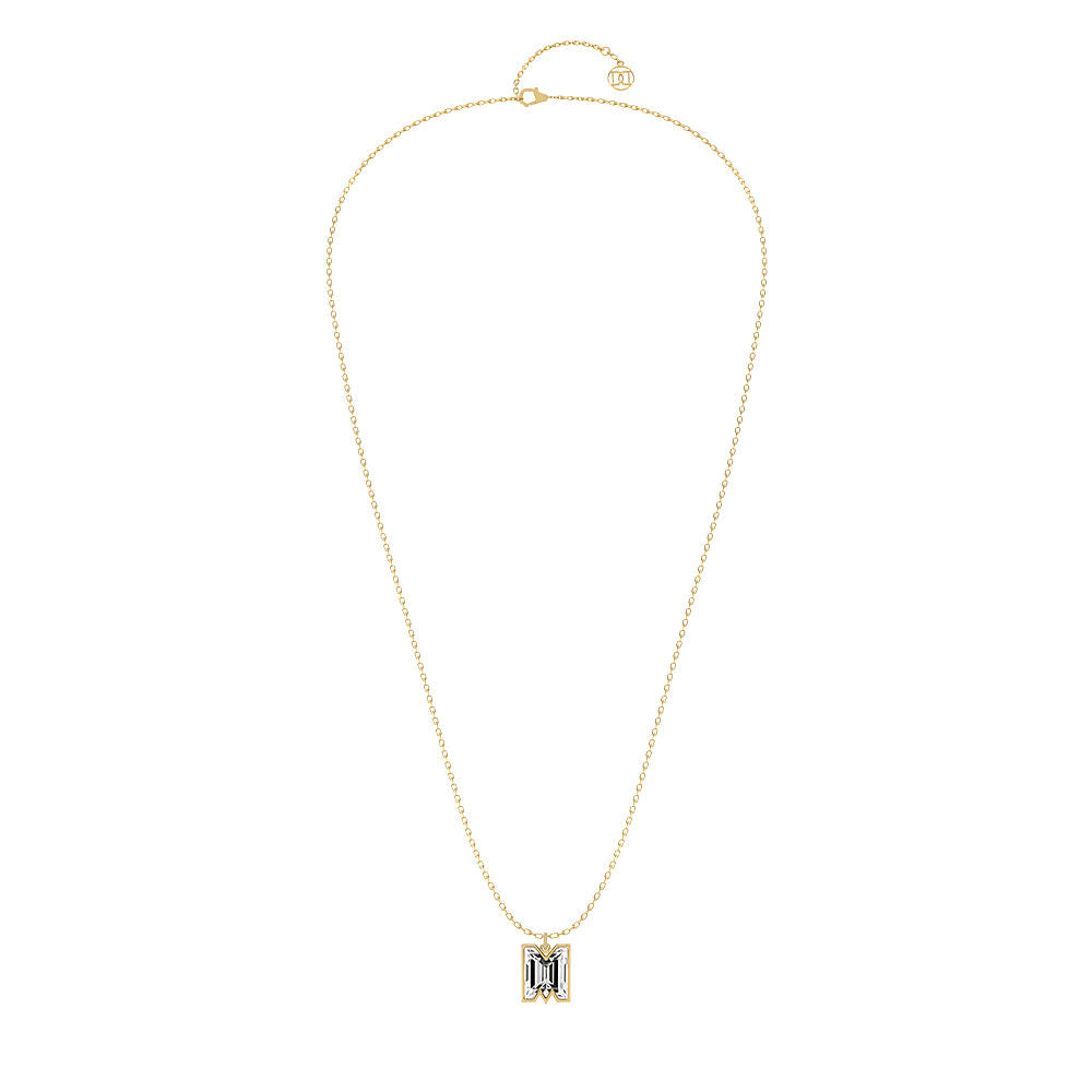 Alphabet 18K Gold, Rosegold or Whitegold Inital M Pendant w. Solitaire Lab-Grown Diamond
