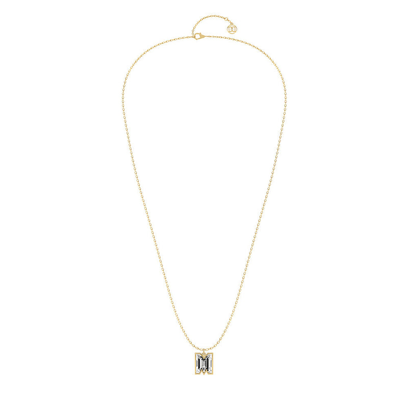 Alphabet 18K Gold, Rosegold or Whitegold Inital M Pendant w. Solitaire Lab-Grown Diamond