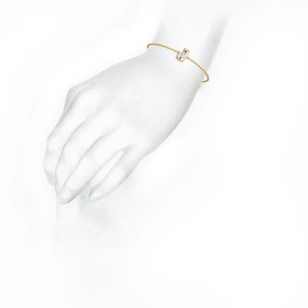 Alphabet Initial P 18K Gold, Rosegold or Whitegold Bracelet w. Solitaire Lab-Grown Diamond