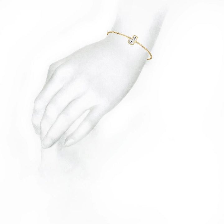 Alphabet Initial P 18K Gold, Rosegold or Whitegold Bracelet w. Solitaire Lab-Grown Diamond