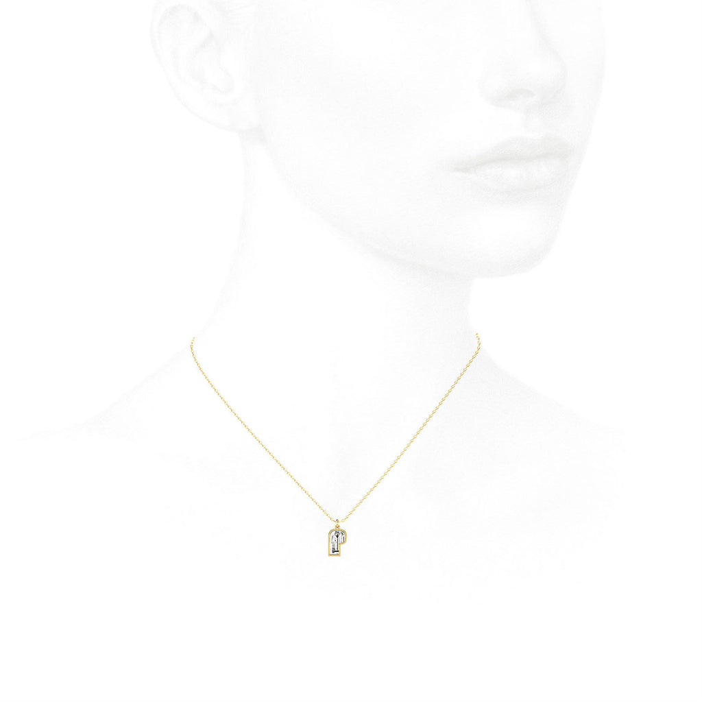 Alphabet 18K Gold, Rosegold or Whitegold Inital P Pendant w. Solitaire Lab-Grown Diamond