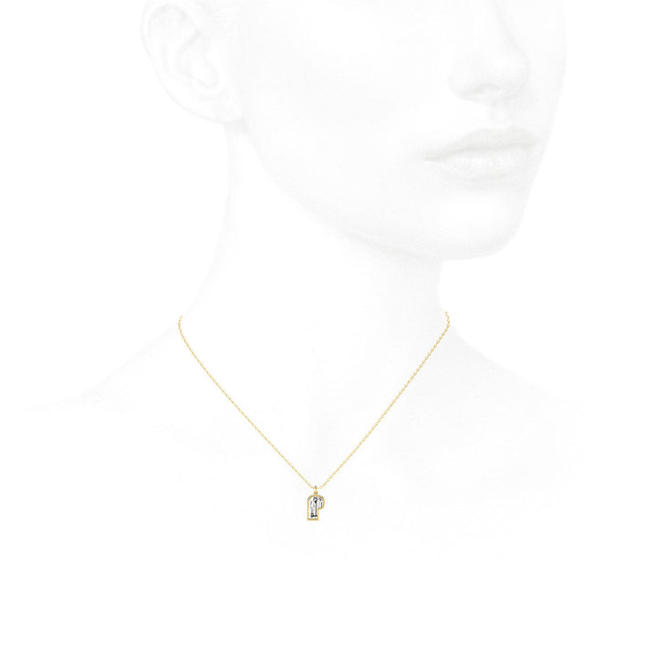 Alphabet 18K Gold, Rosegold or Whitegold Inital P Pendant w. Solitaire Lab-Grown Diamond