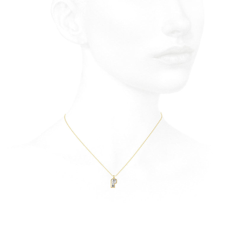 Alphabet 18K Gold, Rosegold or Whitegold Inital P Pendant w. Solitaire Lab-Grown Diamond