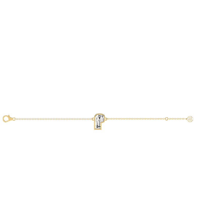 Alphabet Initial P 18K Gold, Rosegold or Whitegold Bracelet w. Solitaire Lab-Grown Diamond