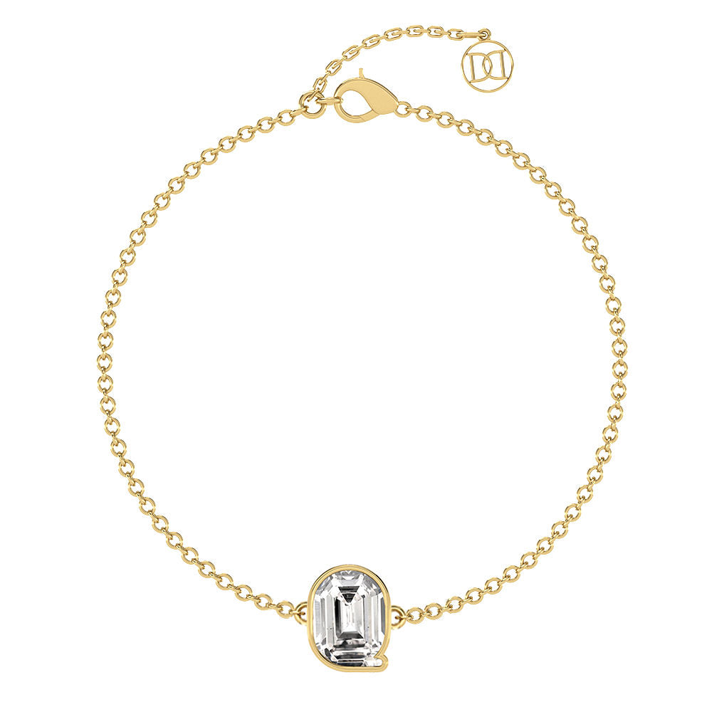 Alphabet Initial Q 18K Gold, Rosegold or Whitegold Bracelet w. Solitaire Lab-Grown Diamond