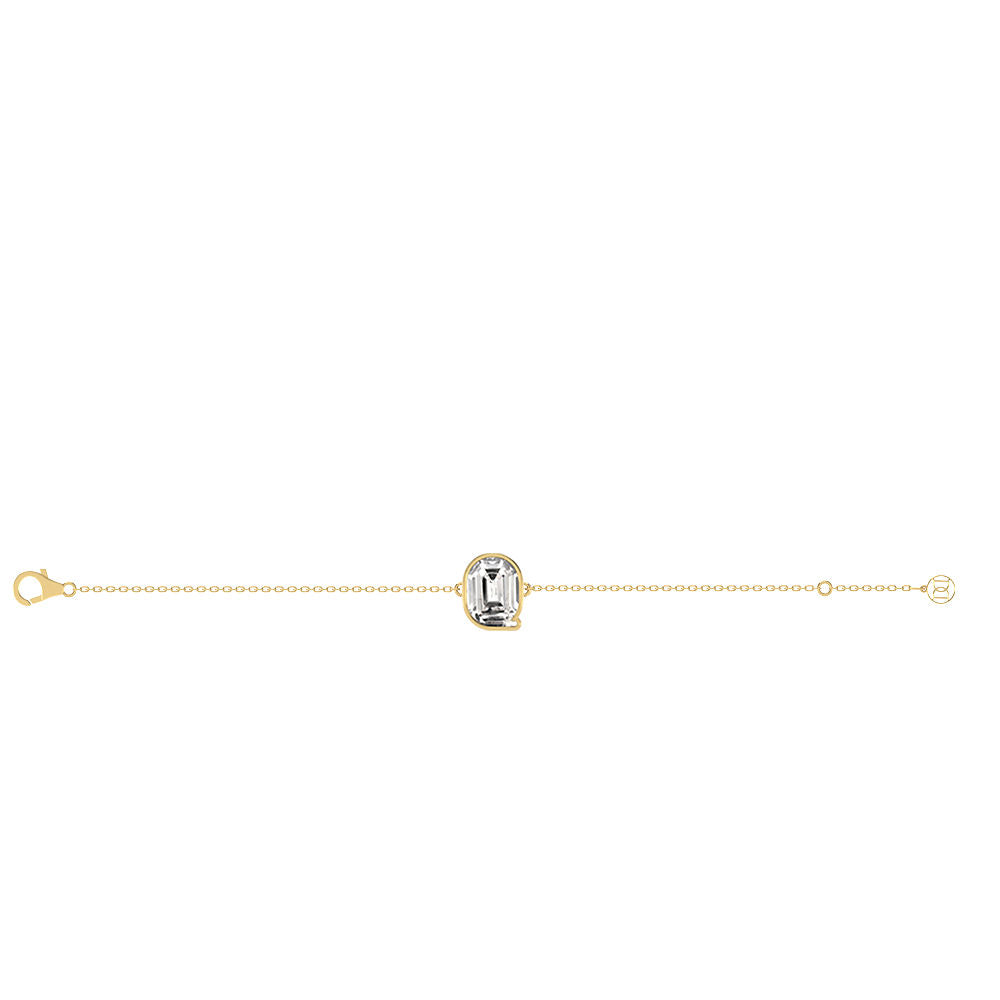 Alphabet Initial Q 18K Gold, Rosegold or Whitegold Bracelet w. Solitaire Lab-Grown Diamond