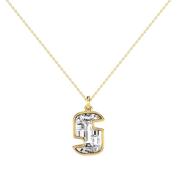 Alphabet 18K Gold, Rosegold or Whitegold Inital S Pendant w. Solitaire Lab-Grown Diamond