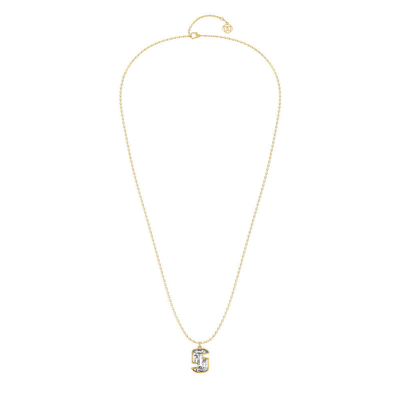 Alphabet 18K Gold, Rosegold or Whitegold Inital S Pendant w. Solitaire Lab-Grown Diamond