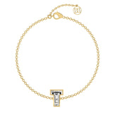Alfabet Bogstav T 18K Guld, Rosaguld eller Hvidguld Armbånd m. Solitaire Lab-Grown Diamant
