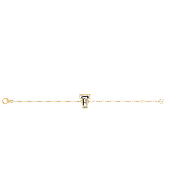 Alphabet Initial T 18K Gold, Rosegold or Whitegold Bracelet w. Solitaire Lab-Grown Diamond