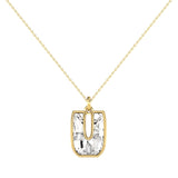 Alphabet 18K Gold, Rosegold or Whitegold Inital U Pendant w. Solitaire Lab-Grown Diamond