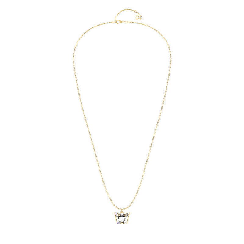 Alphabet 18K Gold, Rosegold or Whitegold Inital W Pendant w. Solitaire Lab-Grown Diamond