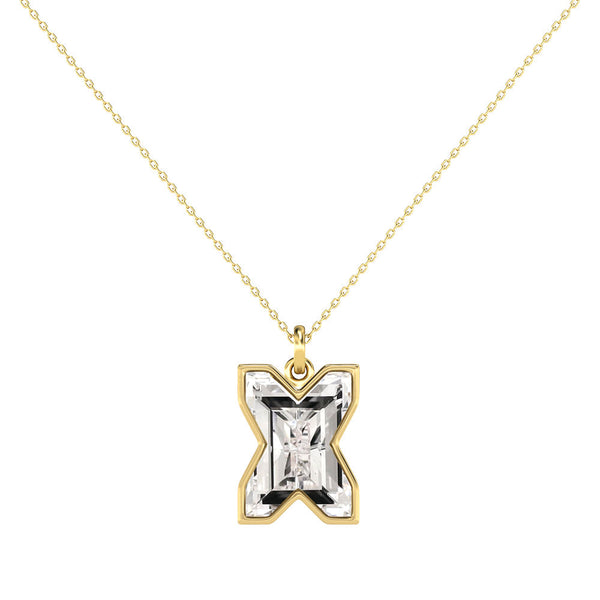 Alphabet 18K Gold, Rosegold or Whitegold Inital X Pendant w. Solitaire Lab-Grown Diamond