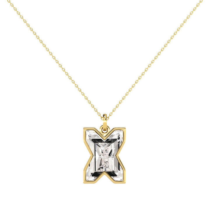 Alphabet 18K Gold, Rosegold or Whitegold Inital X Pendant w. Solitaire Lab-Grown Diamond