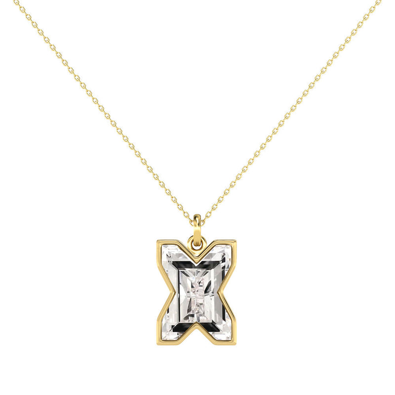 Alphabet 18K Gold, Rosegold or Whitegold Inital X Pendant w. Solitaire Lab-Grown Diamond