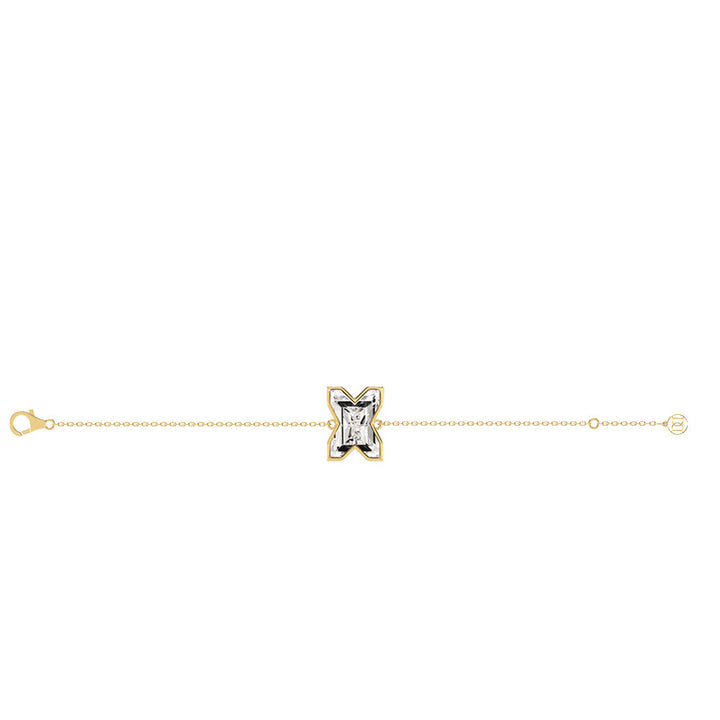 Alphabet Initial X 18K Gold, Rosegold or Whitegold Bracelet w. Solitaire Lab-Grown Diamond