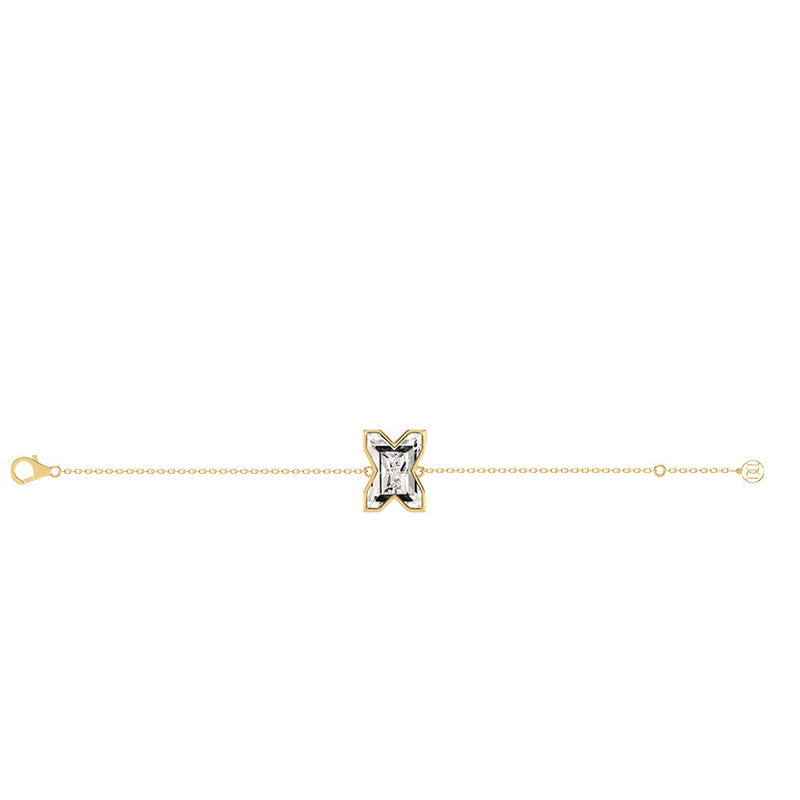 Alfabet Bogstav X 18K Guld, Rosaguld eller Hvidguld Armbånd m. Solitaire Lab-Grown Diamant