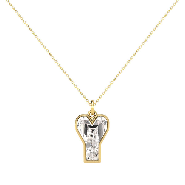 Alphabet 18K Gold, Rosegold or Whitegold Inital Y Pendant w. Solitaire Lab-Grown Diamond