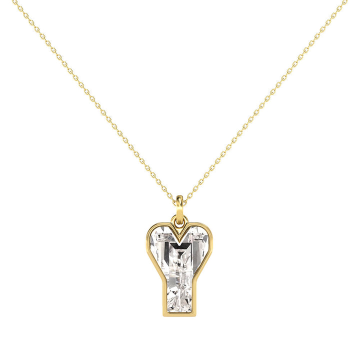 Alphabet 18K Gold, Rosegold or Whitegold Inital Y Pendant w. Solitaire Lab-Grown Diamond