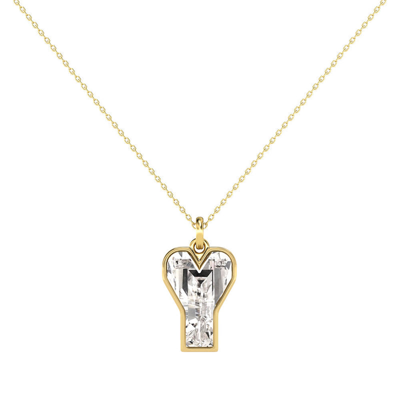 Alphabet 18K Gold, Rosegold or Whitegold Inital Y Pendant w. Solitaire Lab-Grown Diamond